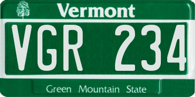 VT license plate VGR234