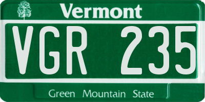 VT license plate VGR235