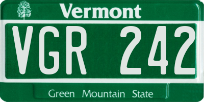 VT license plate VGR242