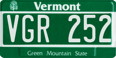 VT license plate VGR252