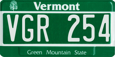 VT license plate VGR254