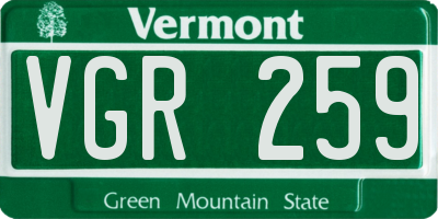 VT license plate VGR259