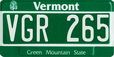 VT license plate VGR265