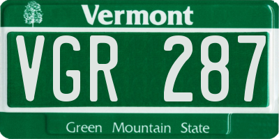 VT license plate VGR287