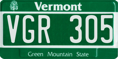 VT license plate VGR305