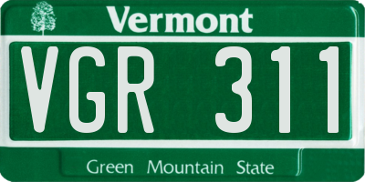 VT license plate VGR311