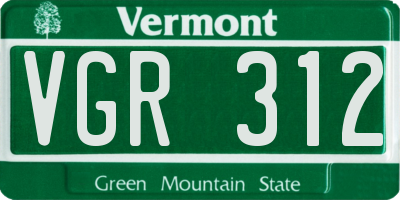 VT license plate VGR312