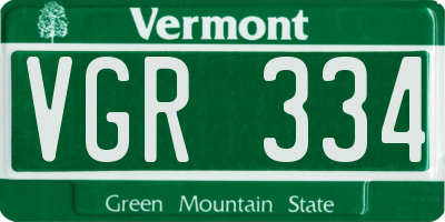 VT license plate VGR334