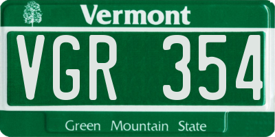 VT license plate VGR354
