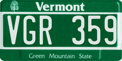 VT license plate VGR359