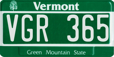 VT license plate VGR365