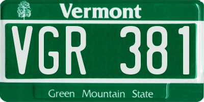 VT license plate VGR381