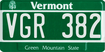 VT license plate VGR382