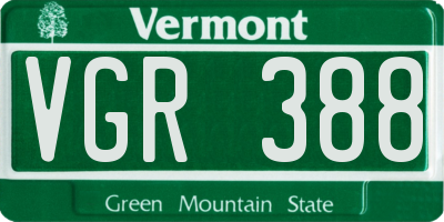 VT license plate VGR388