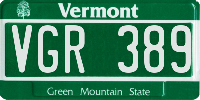 VT license plate VGR389