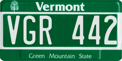 VT license plate VGR442