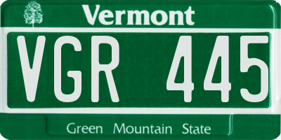 VT license plate VGR445