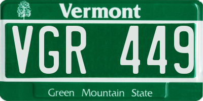 VT license plate VGR449