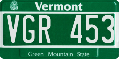 VT license plate VGR453