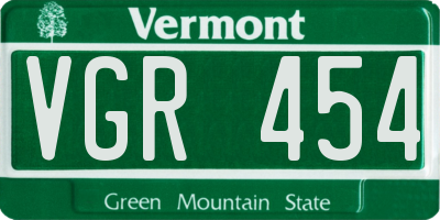 VT license plate VGR454