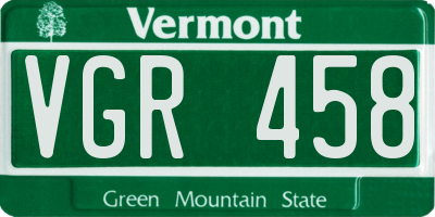 VT license plate VGR458