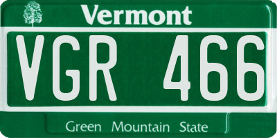 VT license plate VGR466
