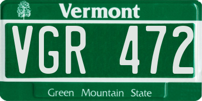 VT license plate VGR472