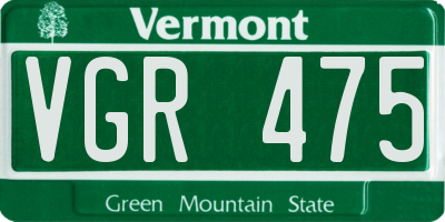 VT license plate VGR475