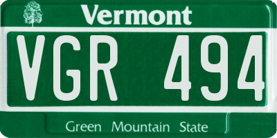 VT license plate VGR494