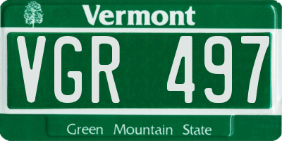 VT license plate VGR497