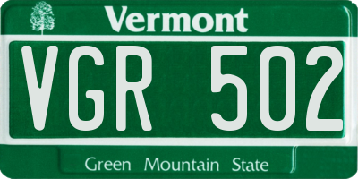 VT license plate VGR502