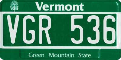 VT license plate VGR536
