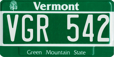 VT license plate VGR542