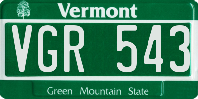 VT license plate VGR543