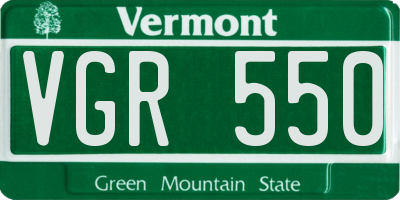 VT license plate VGR550