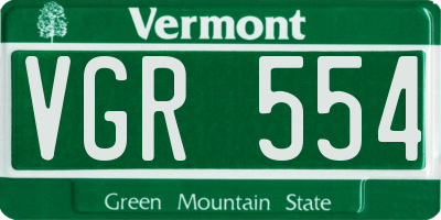 VT license plate VGR554