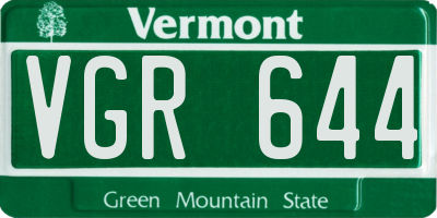 VT license plate VGR644