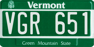 VT license plate VGR651