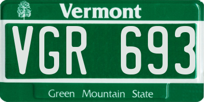 VT license plate VGR693