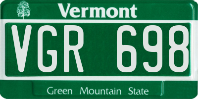 VT license plate VGR698