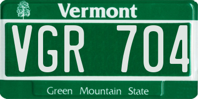 VT license plate VGR704
