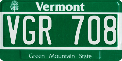 VT license plate VGR708