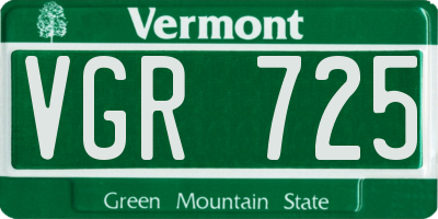 VT license plate VGR725