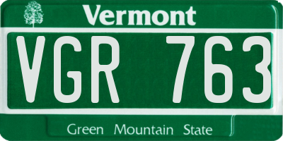VT license plate VGR763