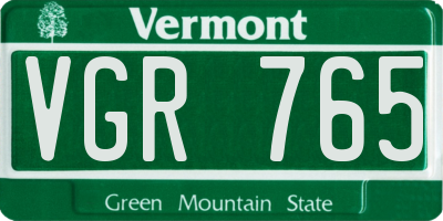 VT license plate VGR765