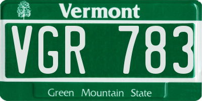 VT license plate VGR783