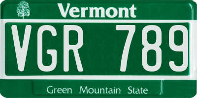 VT license plate VGR789