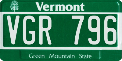 VT license plate VGR796