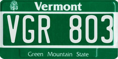 VT license plate VGR803