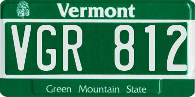 VT license plate VGR812